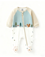 Forest Print Footed Baby Bamboo Romper