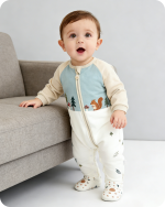 Forest Print Footed Baby Bamboo Romper