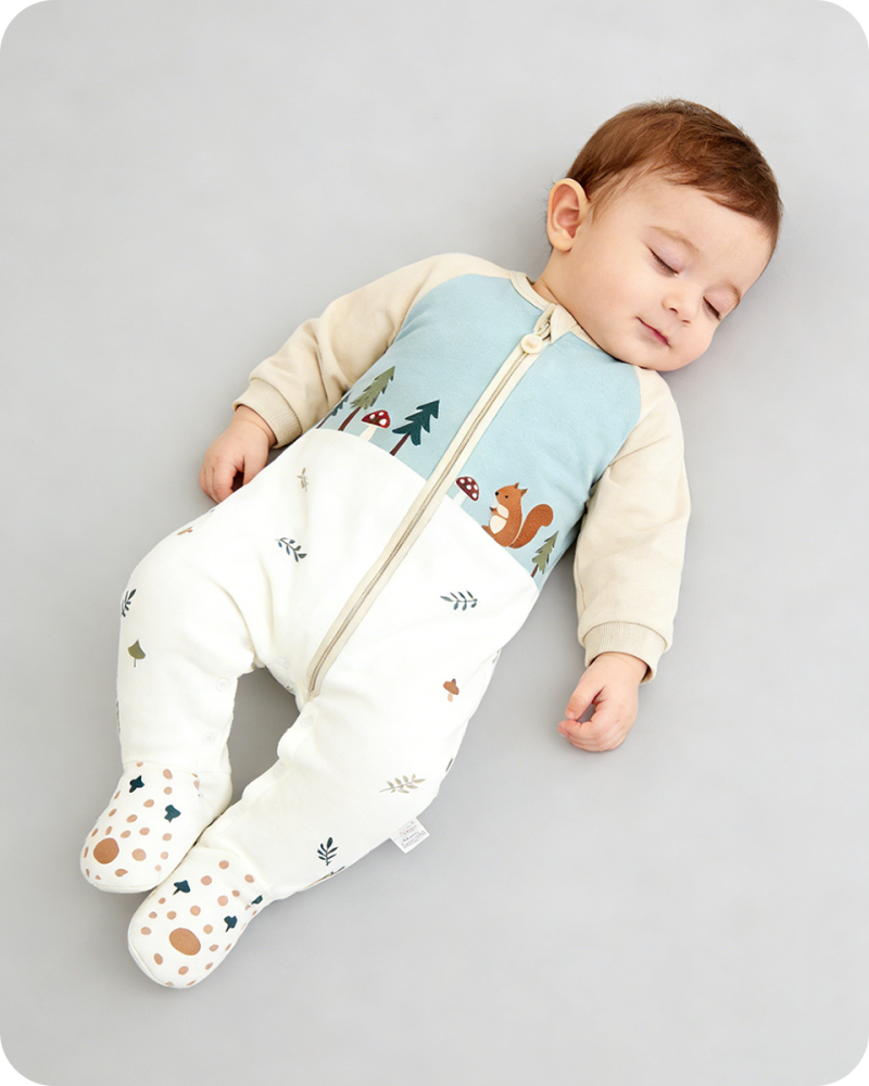 Forest Print Footed Baby Bamboo Romper