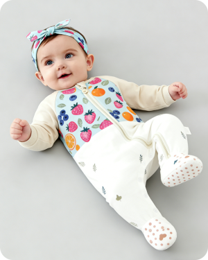 Fruit Print Footed Baby Bamboo Romper