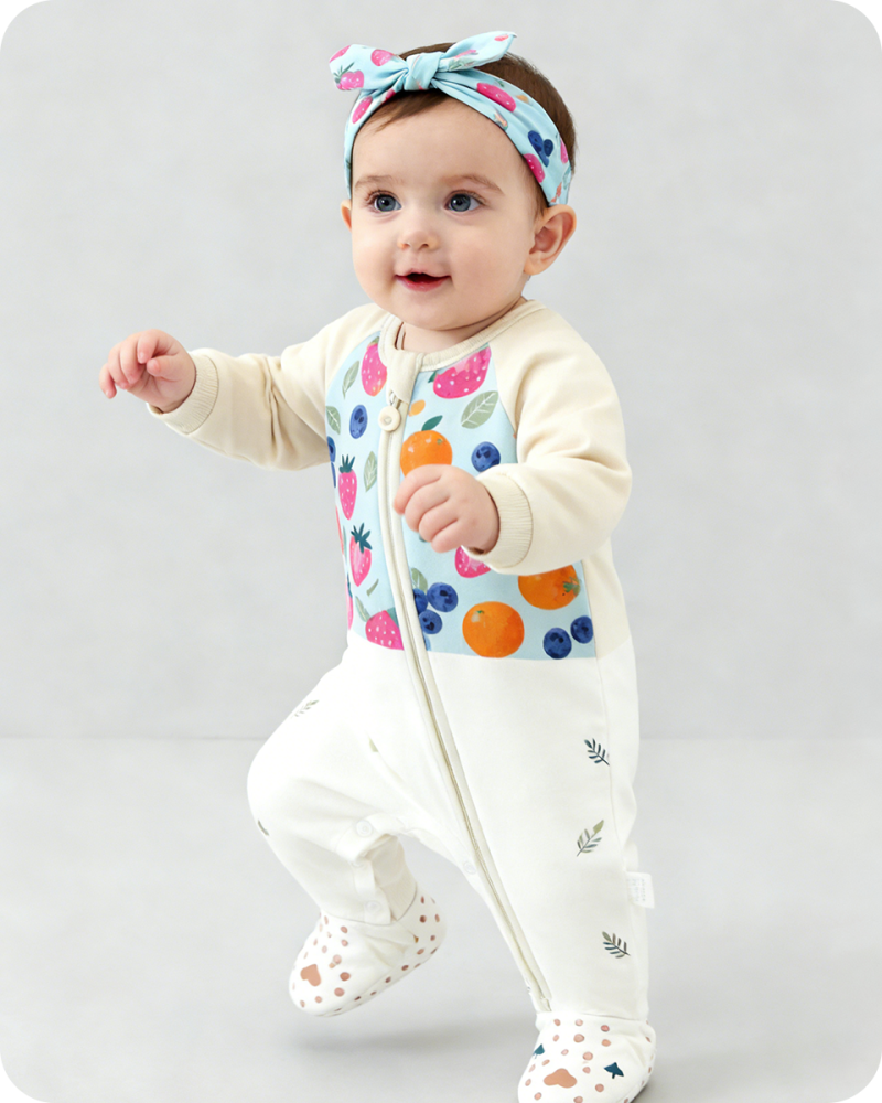 Fruit Print Footed Baby Bamboo Romper