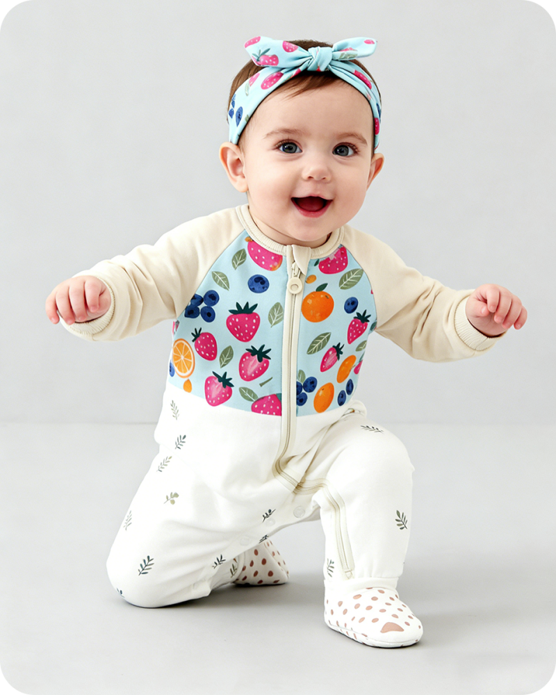 Fruit Print Footed Baby Bamboo Romper