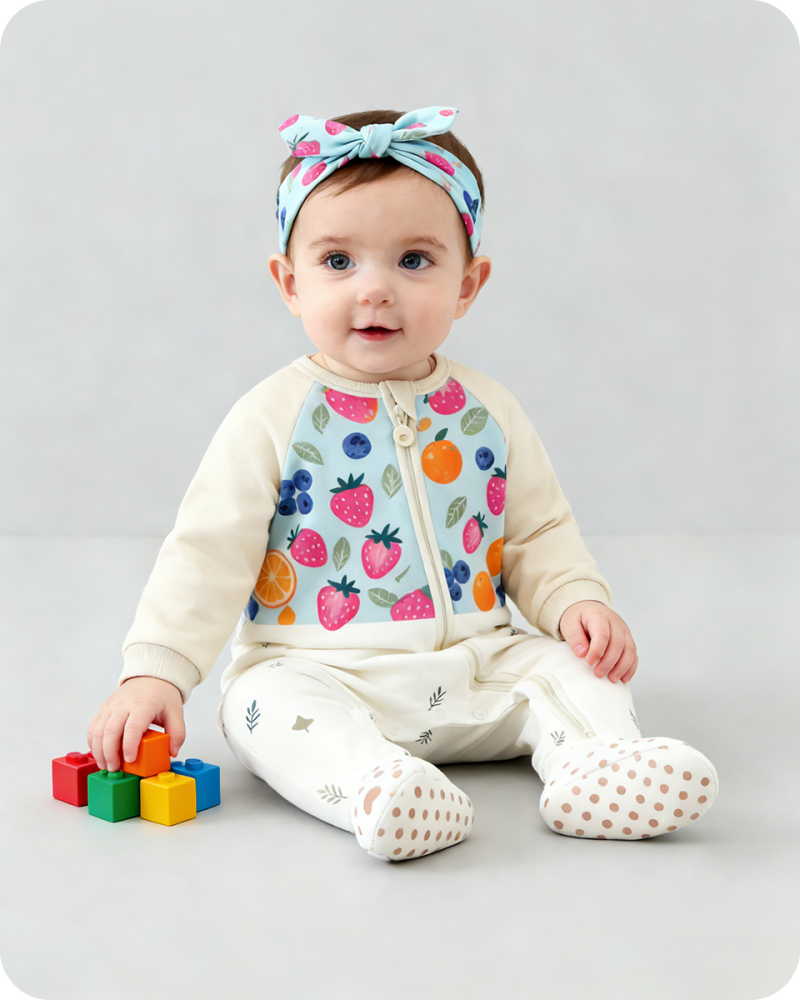 Fruit Print Footed Baby Bamboo Romper