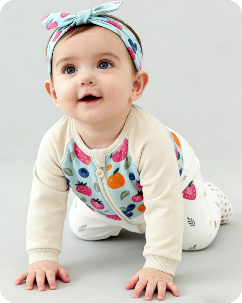 Fruit Print Footed Baby Bamboo Romper