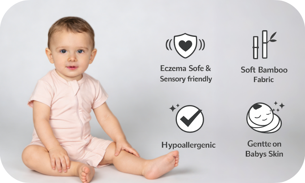 Pink Short Sleeve Bamboo Baby Romper (