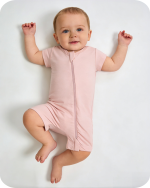 Pink Short Sleeve Bamboo Baby Romper
