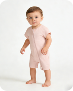 Pink Short Sleeve Bamboo Baby Romper