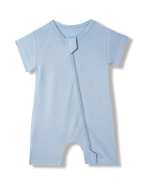 Short Sleeve Bamboo Baby Romper Blue