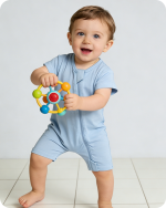 Short Sleeve Bamboo Baby Romper Blue