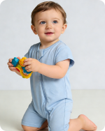 Short Sleeve Bamboo Baby Romper Blue