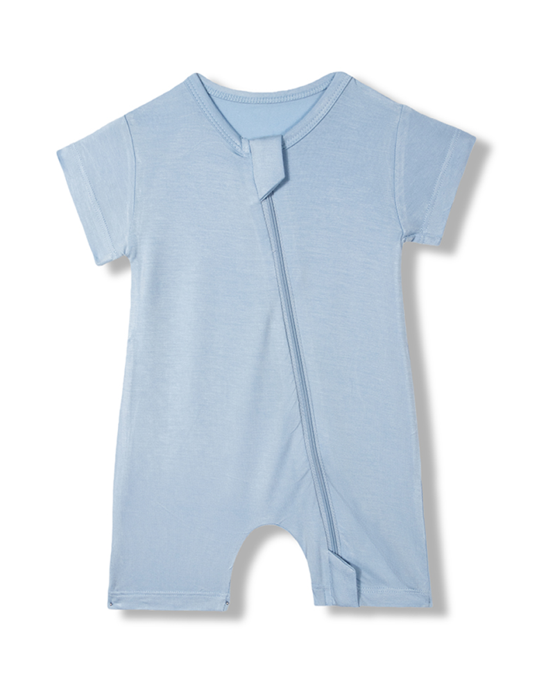 Short Sleeve Bamboo Baby Romper Blue