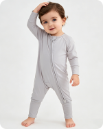 Solid Gray Long Sleeve Bamboo Baby Pajamas