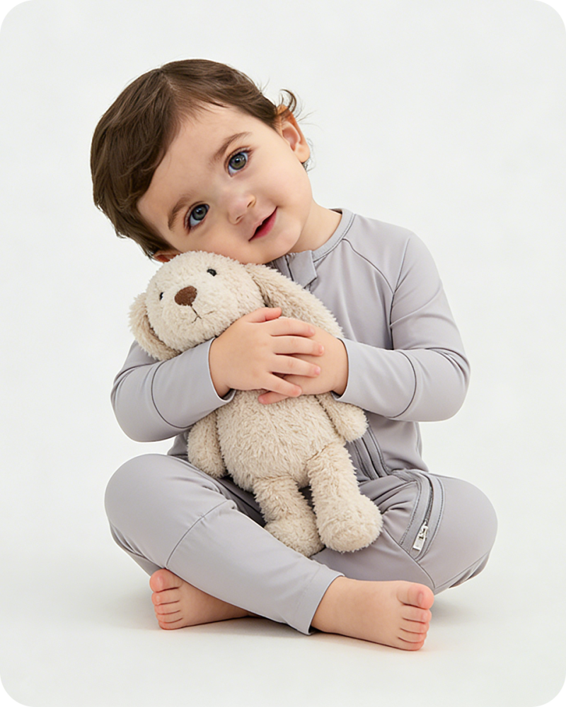 Solid Gray Long Sleeve Bamboo Baby Pajamas