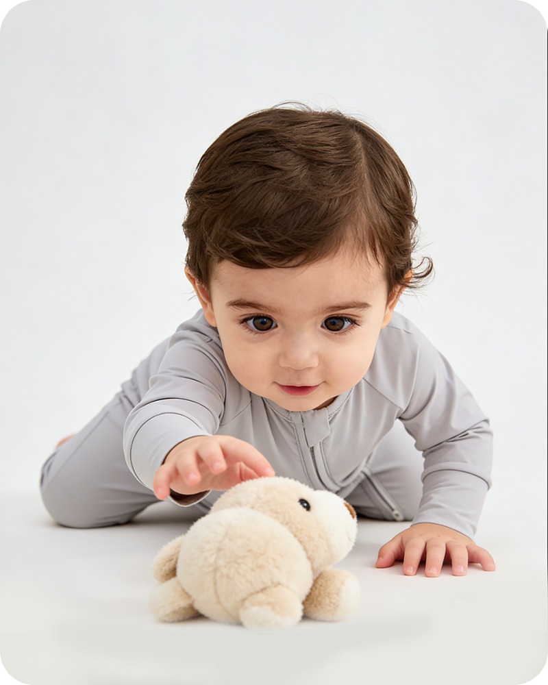 Solid Gray Long Sleeve Bamboo Baby Pajamas