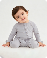 Solid Gray Long Sleeve Bamboo Baby Pajamas
