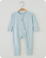 Solid Light Blue Long Sleeve Bamboo Baby Pajamas