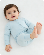 Solid Light Blue Long Sleeve Bamboo Baby Pajamas