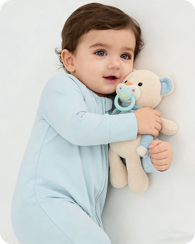 Solid Light Blue Long Sleeve Bamboo Baby Pajamas