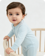 Solid Light Blue Long Sleeve Bamboo Baby Pajamas