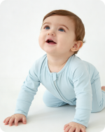 Solid Light Blue Long Sleeve Bamboo Baby Pajamas