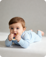 Solid Long Sleeve Bamboo Baby Pajamas Blue