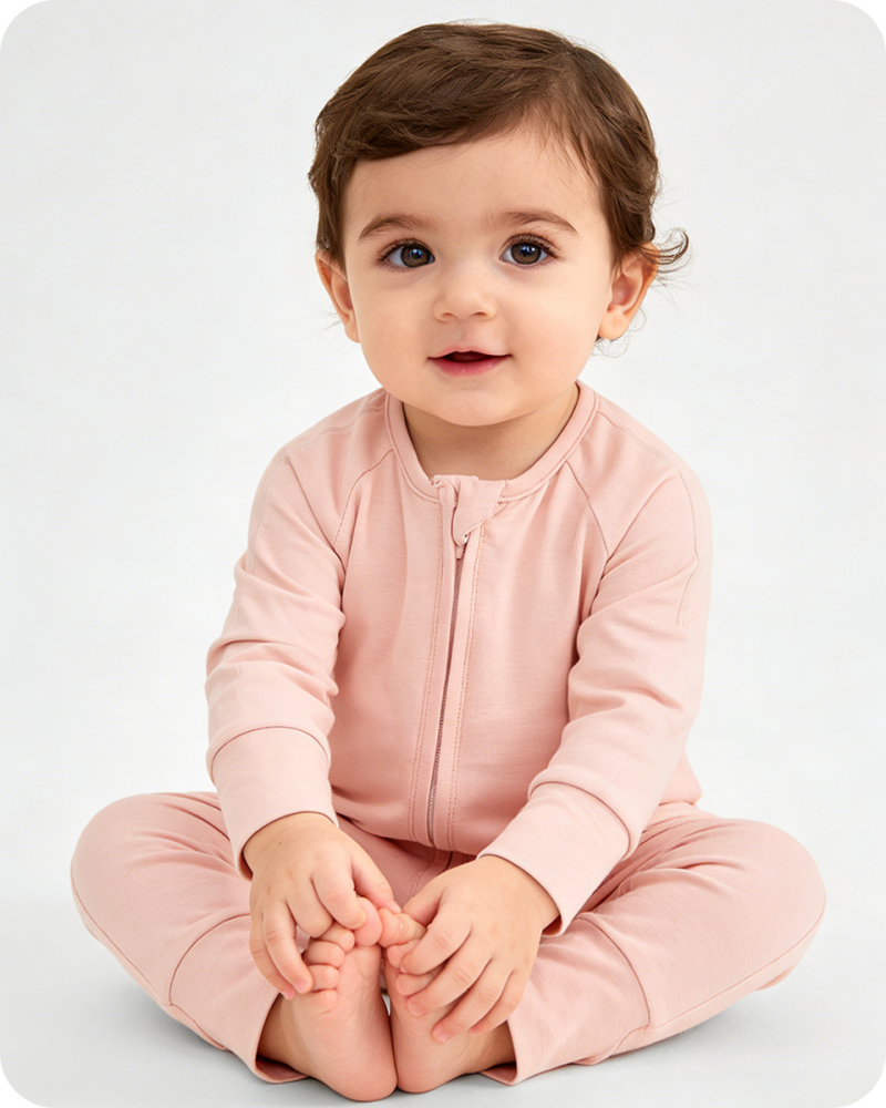Solid Pink Long Sleeve Bamboo Baby Pajamas