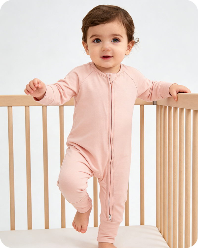 Solid Pink Long Sleeve Bamboo Baby Pajamas