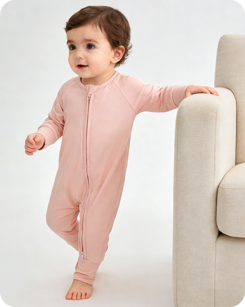Solid Pink Long Sleeve Bamboo Baby Pajamas