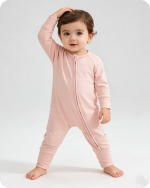 Solid Pink Long Sleeve Bamboo Baby Pajamas