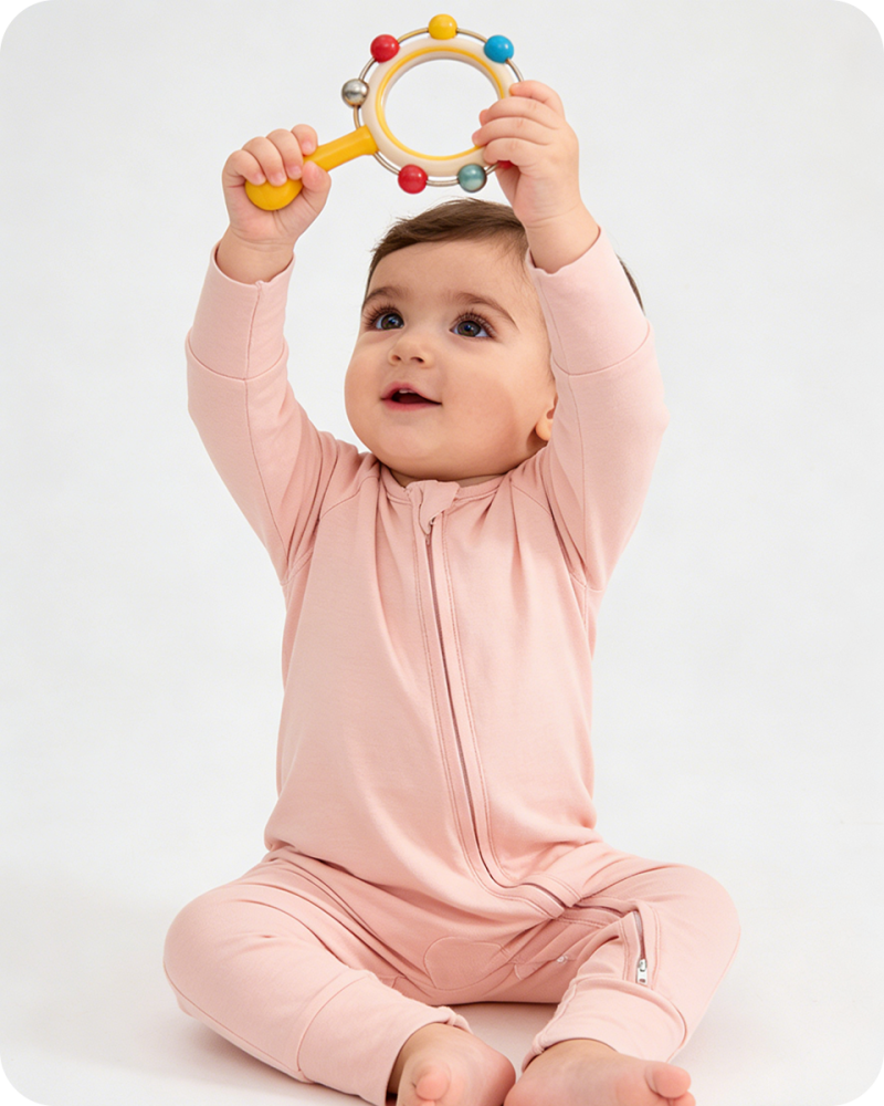 Solid Pink Long Sleeve Bamboo Baby Pajamas