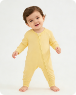 Solid Yellow Long Sleeve Bamboo Baby Pajamas