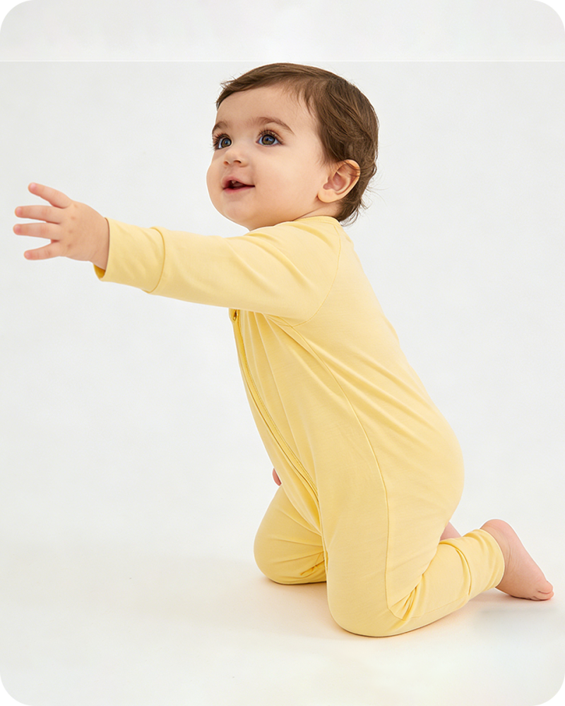 Solid Yellow Long Sleeve Bamboo Baby Pajamas