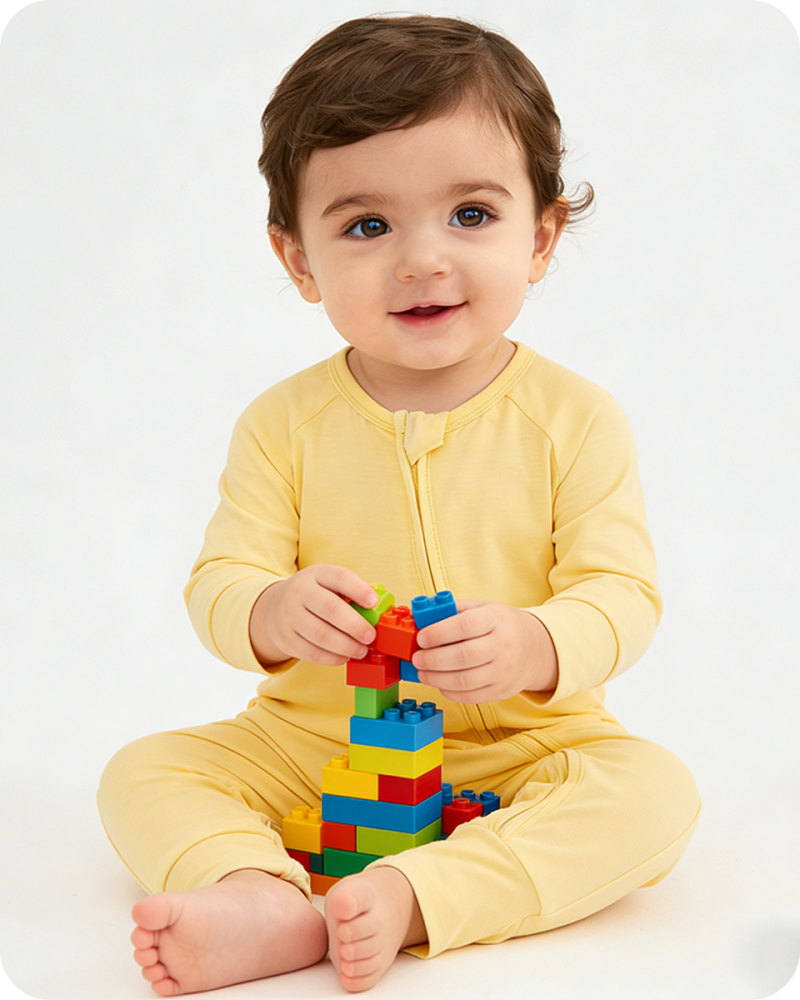 Solid Yellow Long Sleeve Bamboo Baby Pajamas