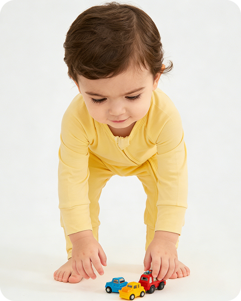 Solid Yellow Long Sleeve Bamboo Baby Pajamas