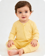 Solid Yellow Long Sleeve Bamboo Baby Pajamas