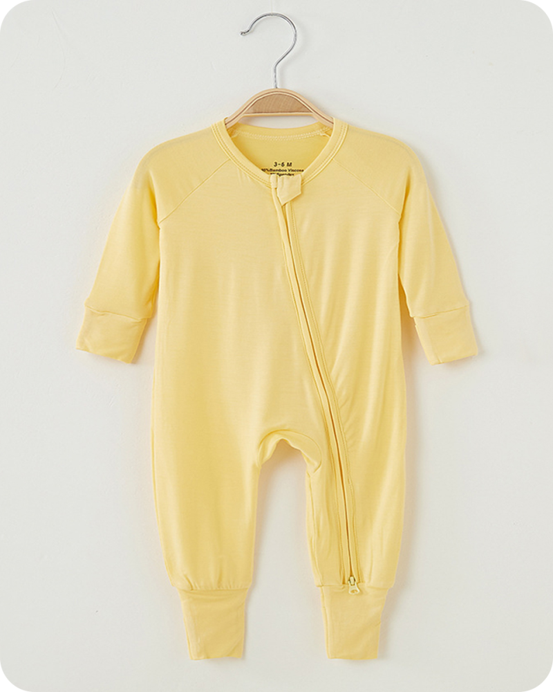 Solid Yellow Long Sleeve Bamboo Baby Pajamas