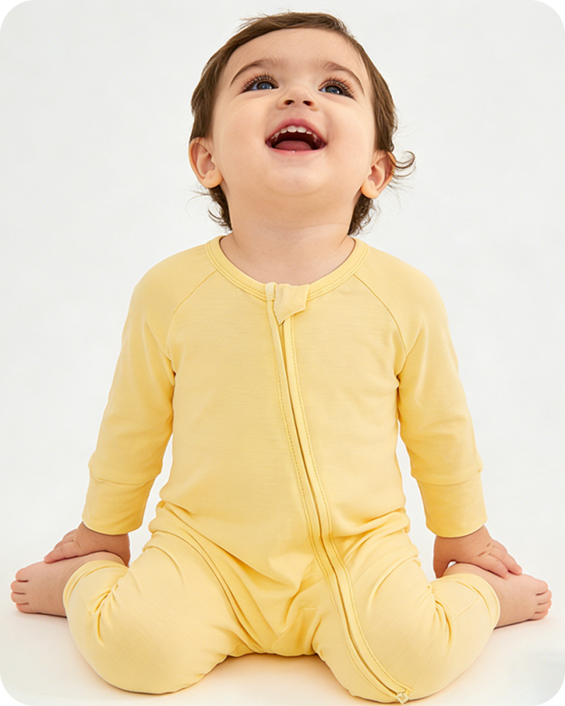 Solid Yellow Long Sleeve Bamboo Baby Pajamas
