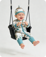 Blue Palm Tree & Leopard Safari Bamboo Baby Pajamas