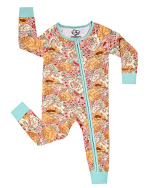 Boho Floral Organic Bamboo Baby Sleepers with Zipper