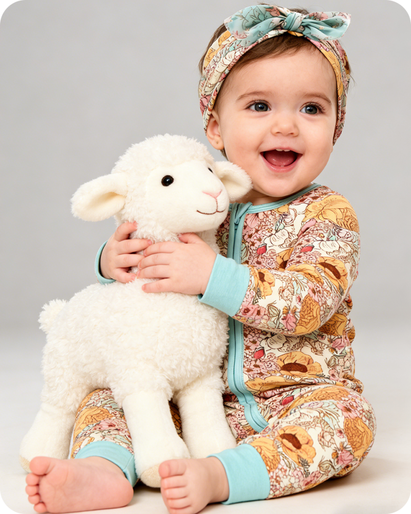 Boho Floral Organic Bamboo Baby Sleepers with Zipper