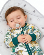 Green Tiger & Zebra Leaf Print Bamboo Baby Pajamas