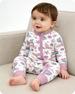 Mermaid Sea Print Bamboo Zipper Onesie