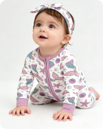 Mermaid Sea Print Bamboo Zipper Onesie