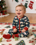Playful Dinosaur Bamboo Baby Sleepers with Zipper