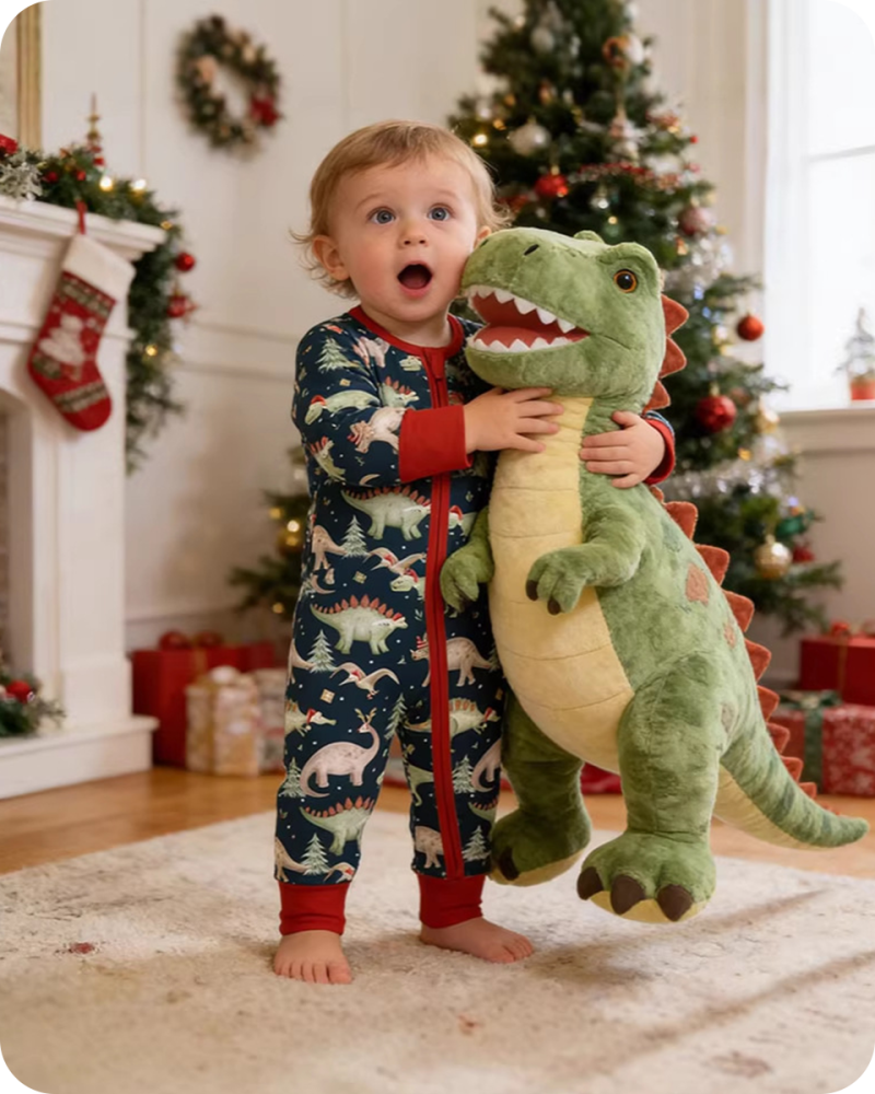 Playful Dinosaur Bamboo Baby Sleepers with Zipper