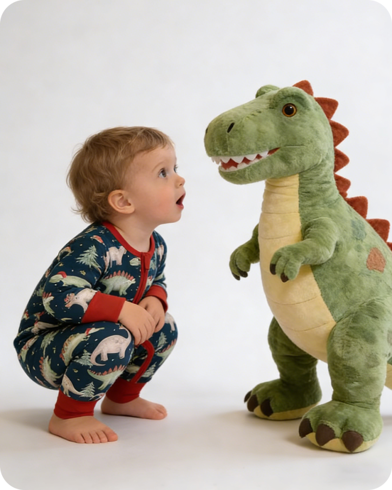 Playful Dinosaur Bamboo Baby Sleepers with Zipper