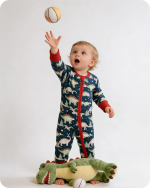 Playful Dinosaur Bamboo Baby Sleepers with Zipper
