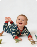 Playful Dinosaur Bamboo Baby Sleepers with Zipper