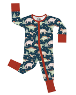 Playful Dinosaur Bamboo Baby Sleepers with Zipper