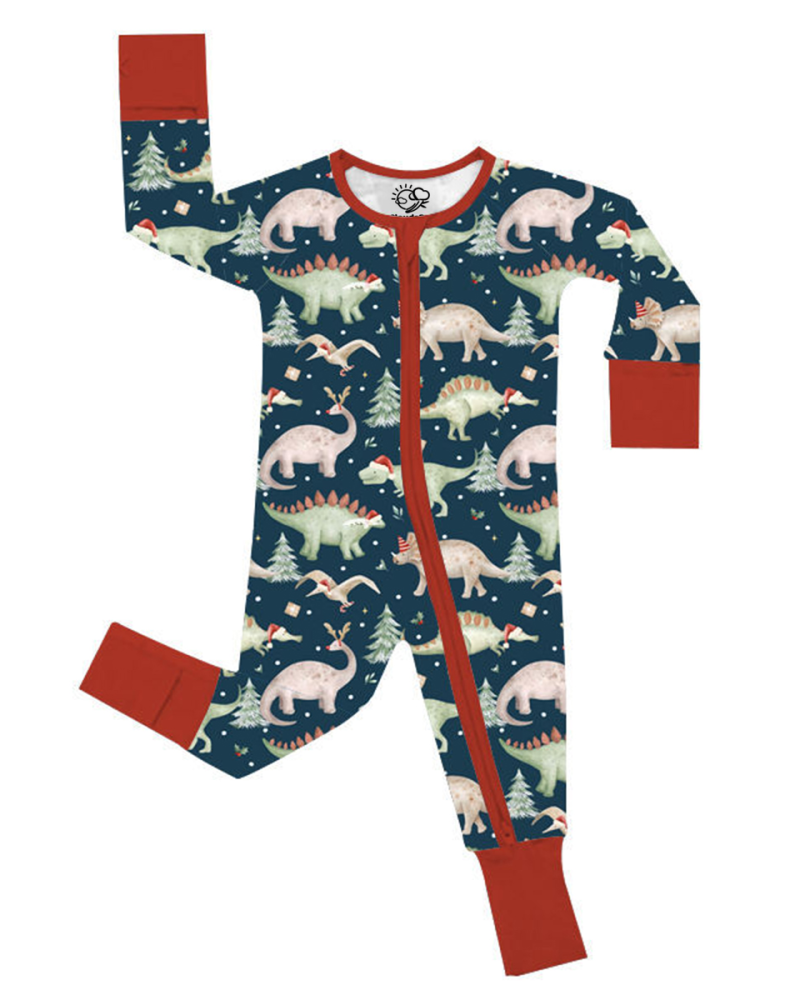 Playful Dinosaur Bamboo Baby Sleepers with Zipper